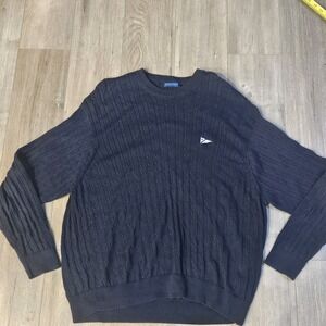 DUCK & HYDE Sweater‎ Mens Large Blue Cable Knit Mercerized Cotton